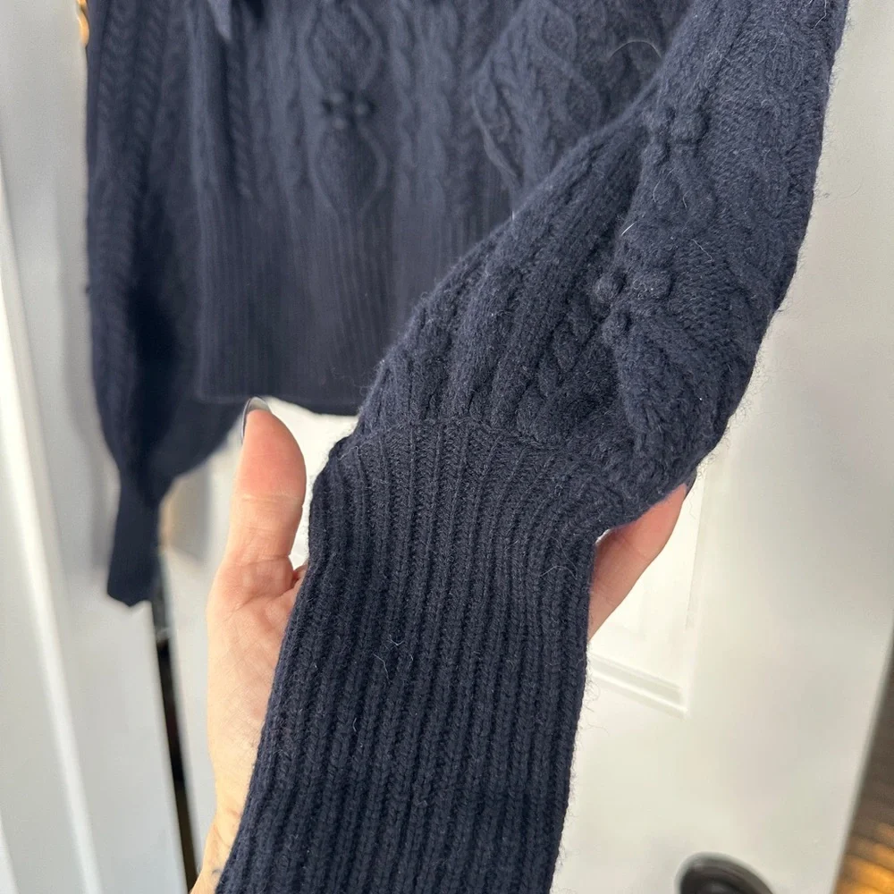 Autumn Cashmere Victorian Cable Knit Ruffled Sweatee - Picture 5 of 16